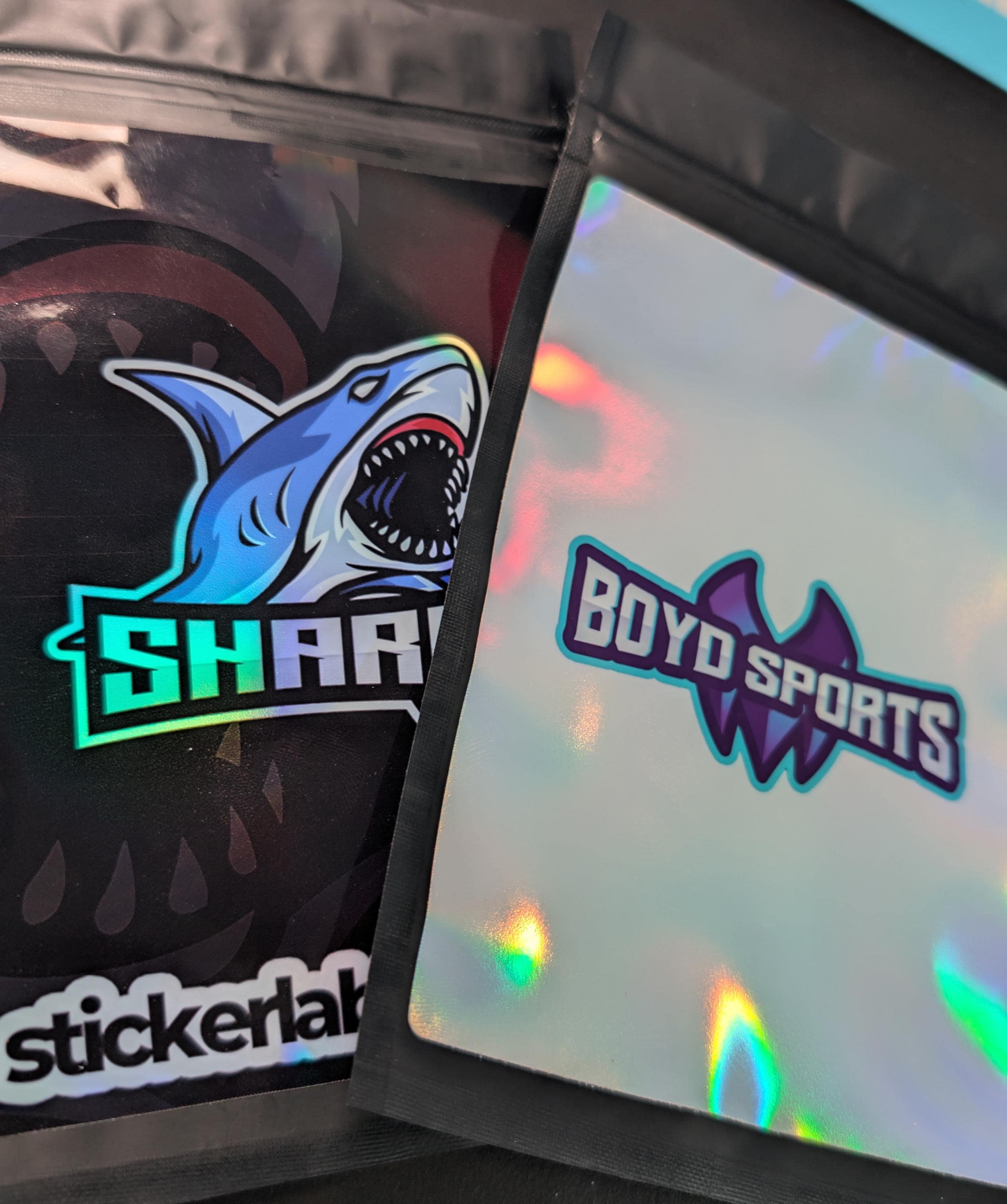 Custom Mylar Sports Card Repack Bags with Holographic Branding Sticker