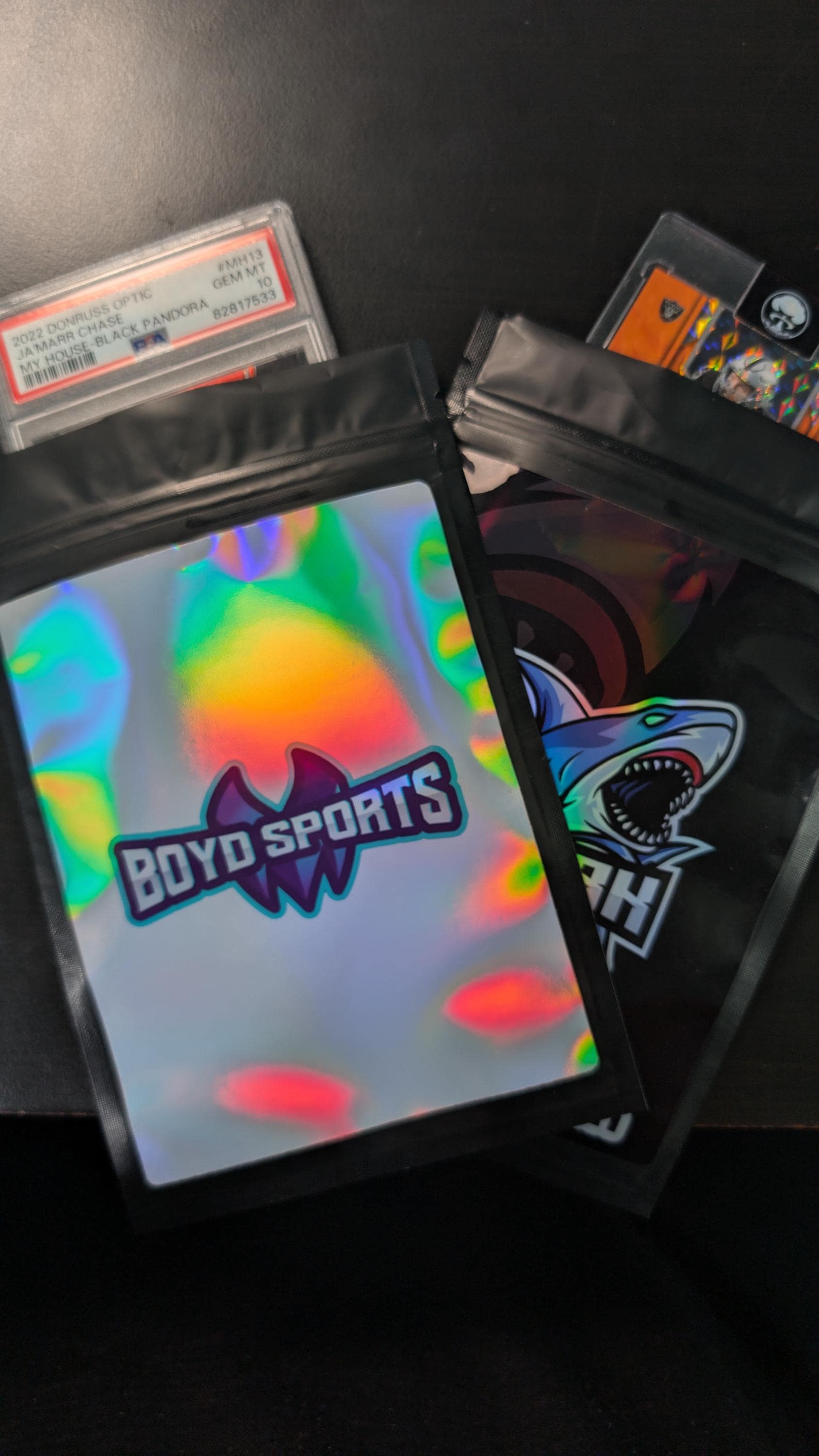 Custom Mylar Sports Card Repack Bags with Holographic Branding Sticker view 4